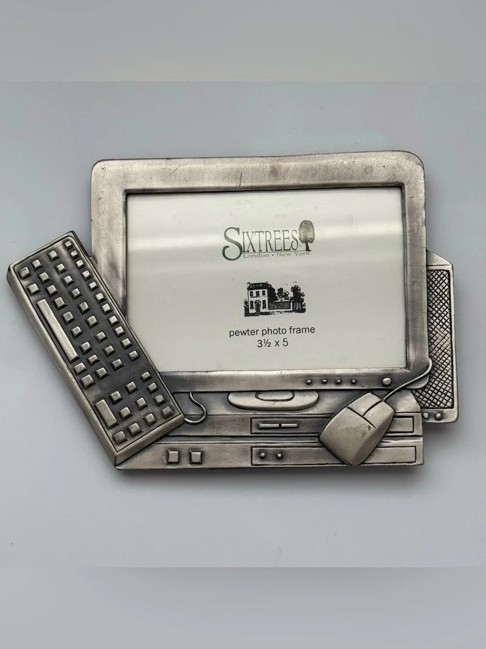 Six Trees Pewter Computer Photo Frame Desktop PC Vintage Retro Office Decor